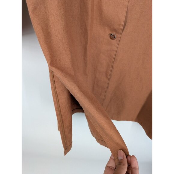 Vintage Silhouettes Shirt Dress Women Size 1X Button Up Linen Blend Coastal Boho - Picture 10 of 11